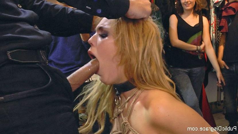 18P Hanna Montada busty in bondage is stripped naked in public for b