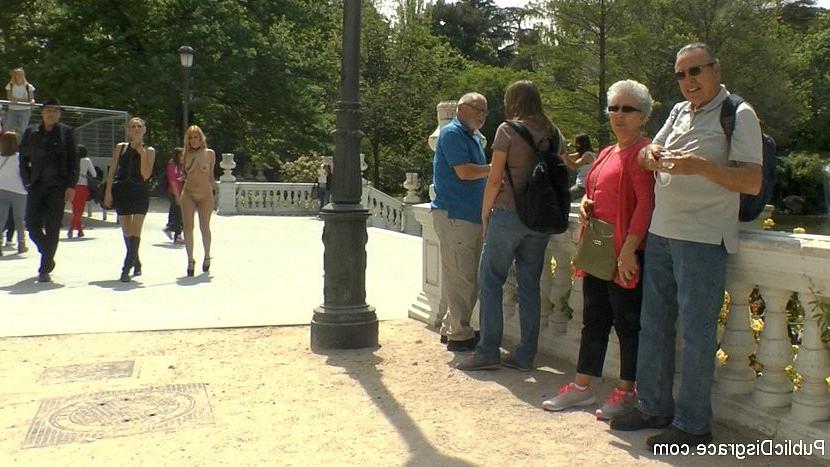 18P Hanna Montada busty in bondage is stripped naked in public for b