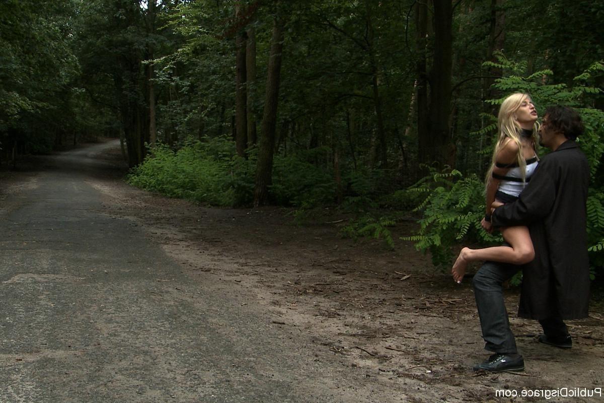 24P Euro Beauty gets Tied to a Park Bench and Fucked