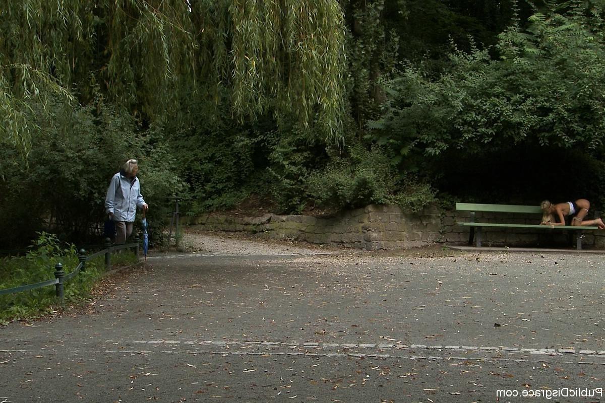 24P Euro Beauty gets Tied to a Park Bench and Fucked