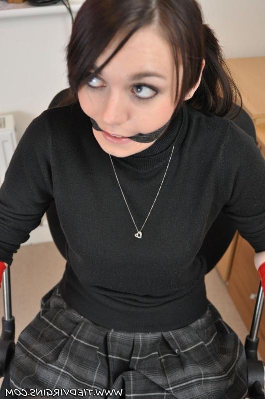 16P Girl tied up in bondage at office