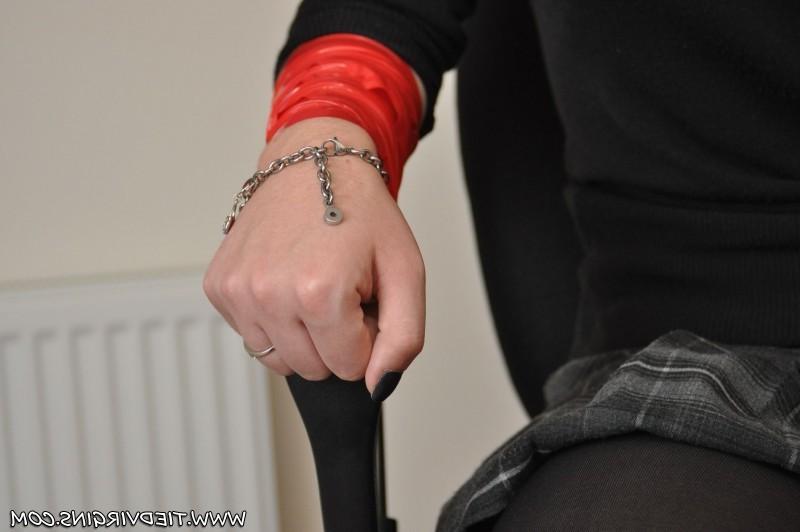 16P Girl tied up in bondage at office
