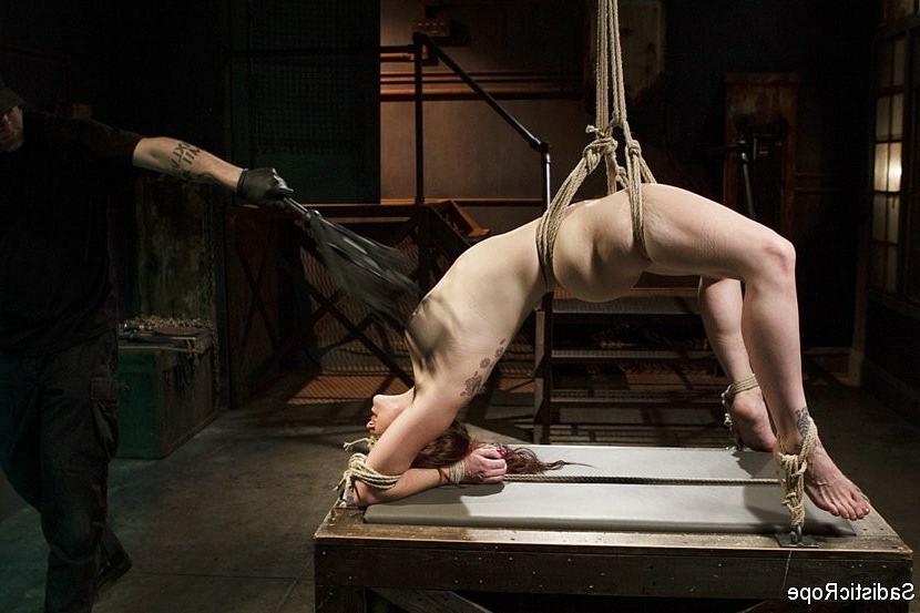 17P Bella Rossi busty babe in brutal rope bondage is spanked made to toy orgasm