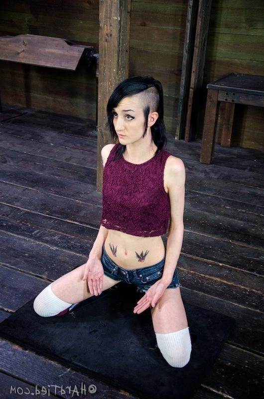 16P Bunny Doll in rope bondage is spanked red in kinky dungeon