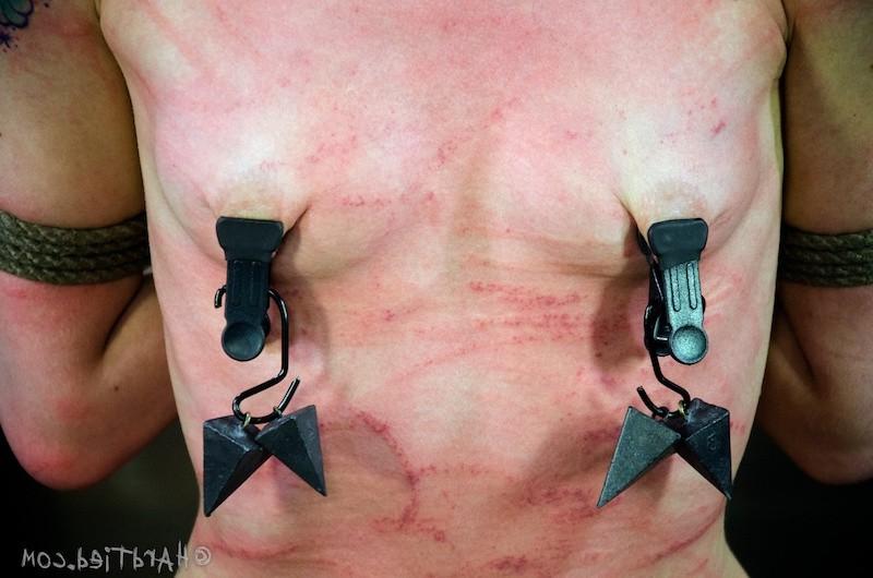 16P Bunny Doll in rope bondage is spanked red in kinky dungeon