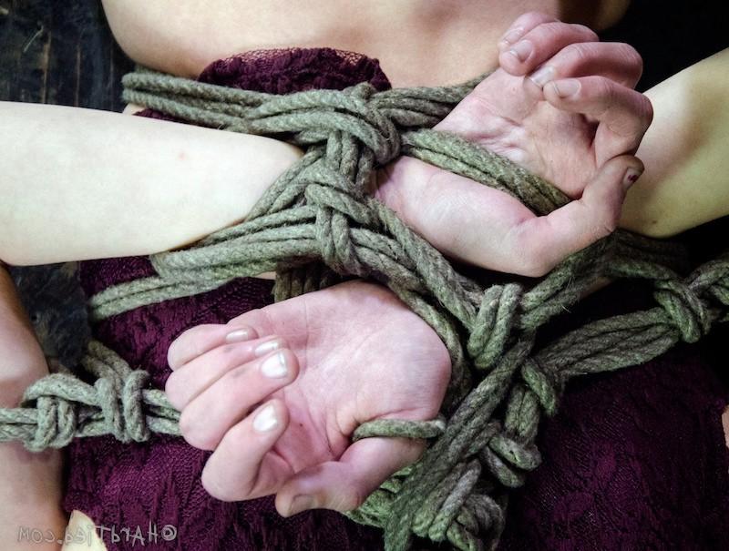 16P Bunny Doll in rope bondage is spanked red in kinky dungeon