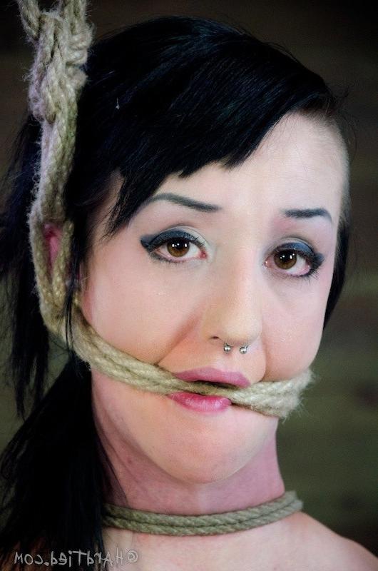 16P Bunny Doll in rope bondage is spanked red in kinky dungeon