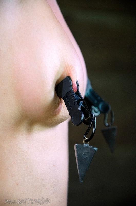 15P Veruca James ballgagged in rope bondage with clamps on nipples