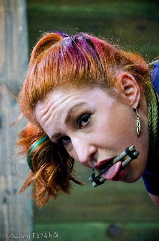 16P Calico Lane stockings redhead in rope bondage gets her pussy wet