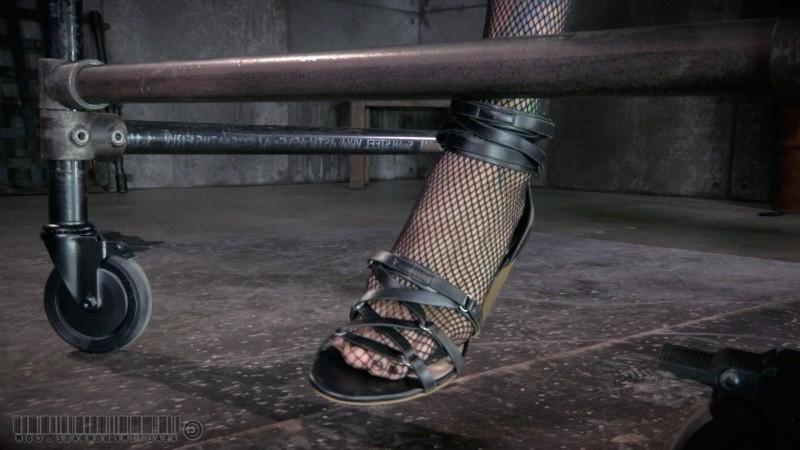 16P Rain DeGrey is put in a metal cage and pussy vibrated to orgasm