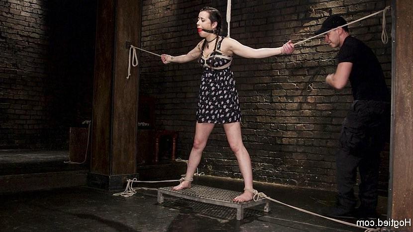 17P Freya French brunette in tight rope bondage is made to orgasm with vibrating sex