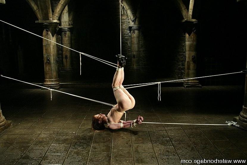 15P Madison Young hot redhead in bondage gets sprayed and dunked