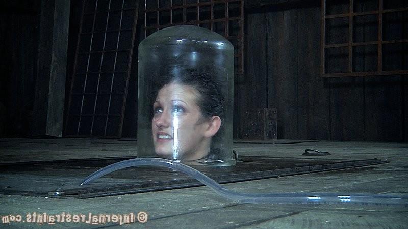 15P Hailey Young in leather bondage crying out on high heels