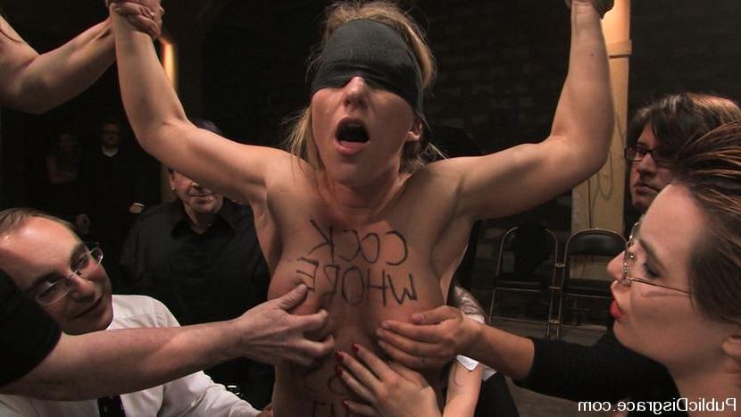 15P Excited blonde gets bondage experience and fucked in orgy