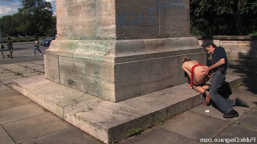 15P Blonde gets bondage experience and fucked on the street
