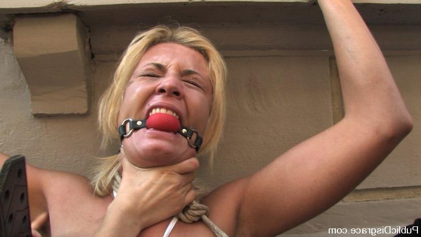 15P Blonde haired lass bondaged and having rough sex outside