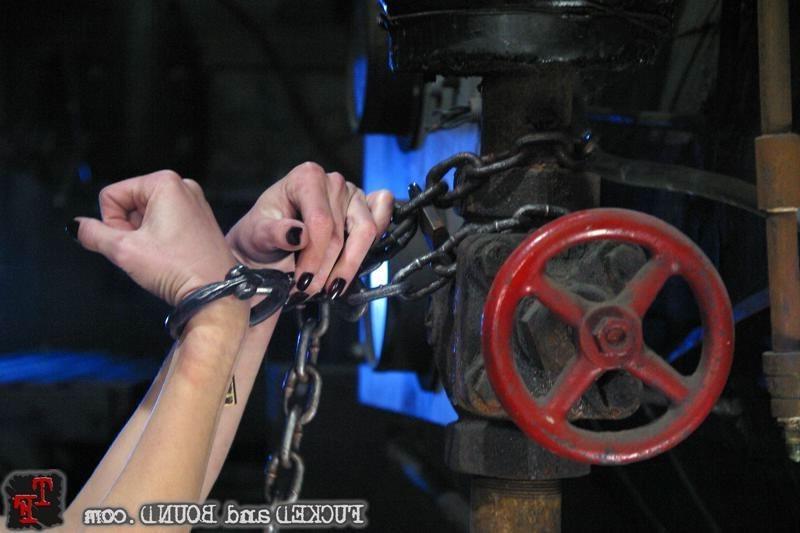 15P Gothic brunette in extreme bondage and having rough sex