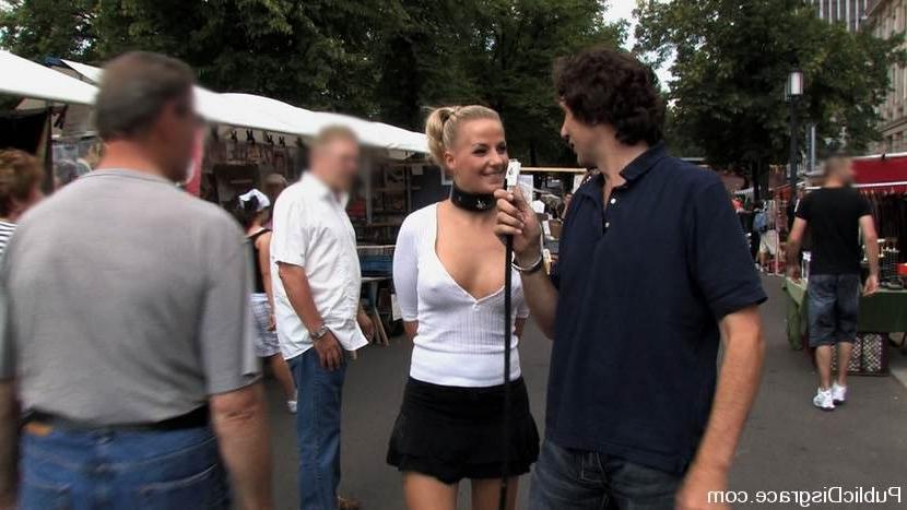 15P Horny blonde doing blowjob and fucked in public bondage