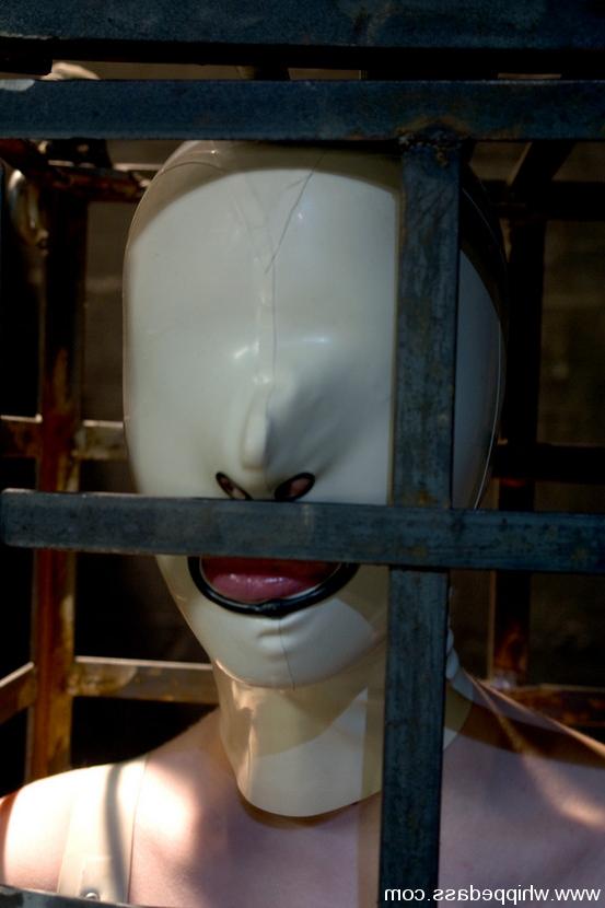 15P Caged hooded suspended slut