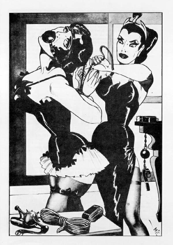 15P vintage female dungeon bondage drawings