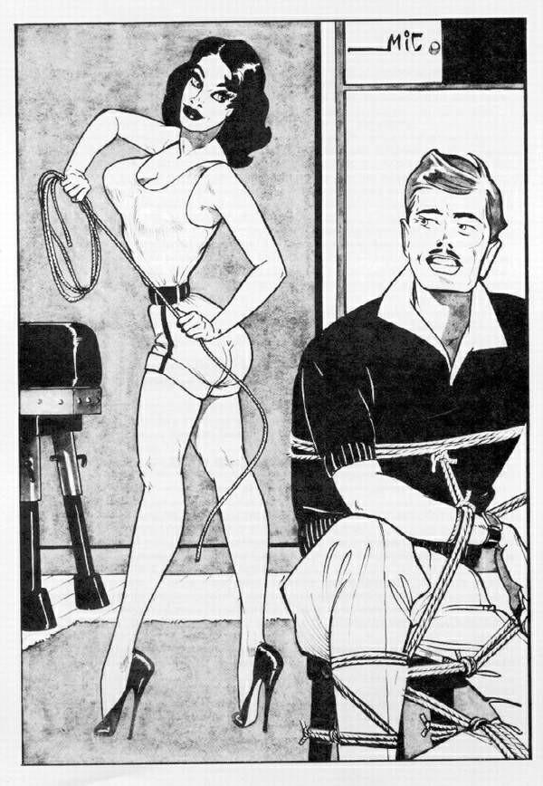 15P vintage female dungeon bondage drawings