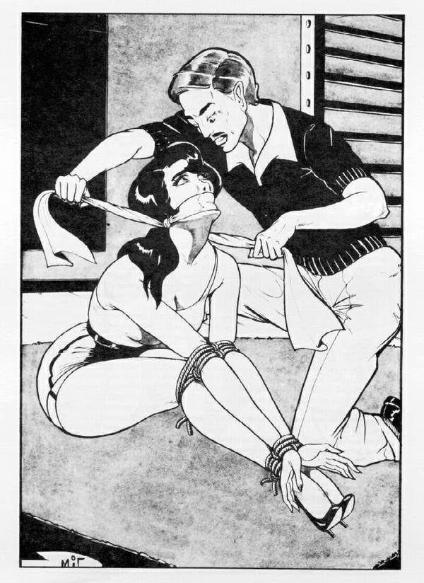 15P vintage female dungeon bondage drawings