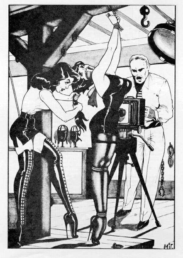 15P vintage female dungeon bondage drawings