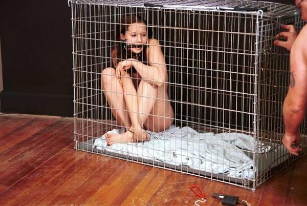 16P Caged pet trained to be Master's puppy girl