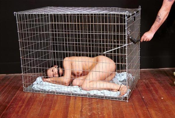 16P Caged pet trained to be Master's puppy girl