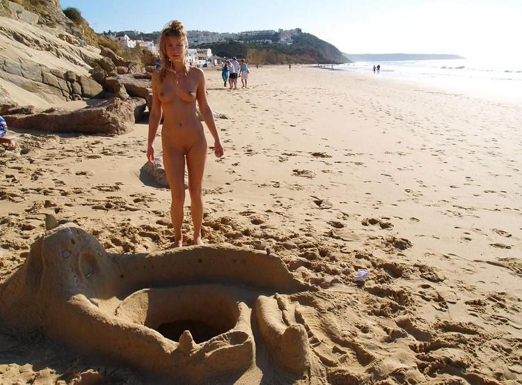 15P Wild naked chick has a great time at a nude beach