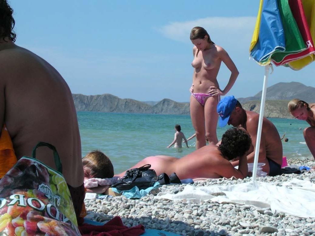 15P Guys can't keep their hands off of this hot nudist