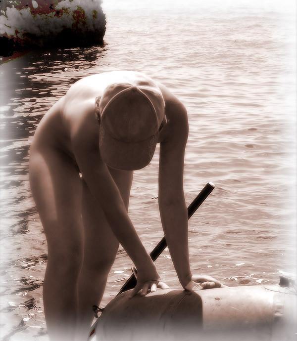 15P She enjoys the feel of warm water on her nude body