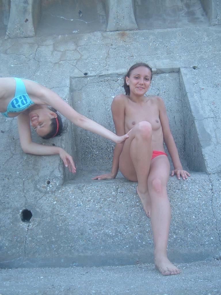 15P Bouncy breasted nudist teen strips and bares all