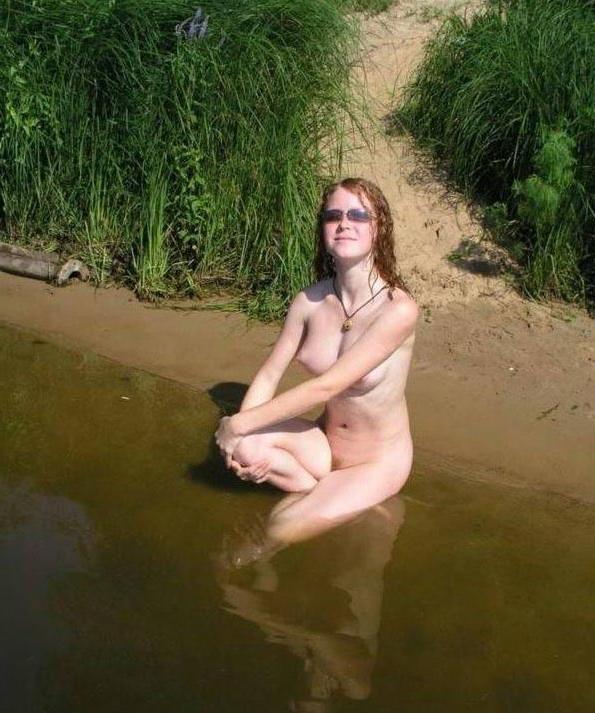 15P Naked teen nudist lets the water kiss her body