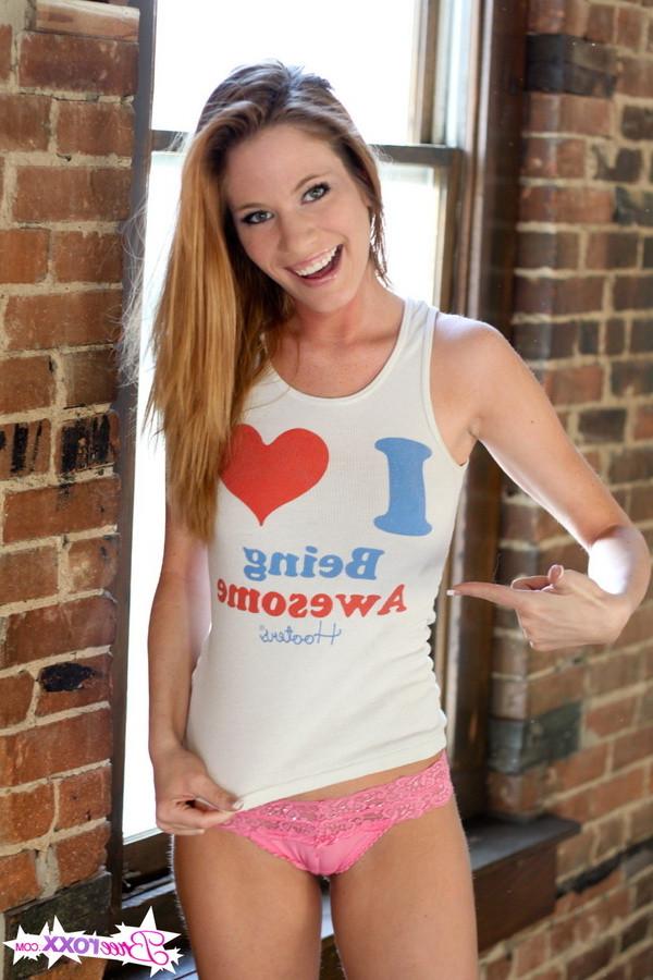 16P Thin redhead girl tease