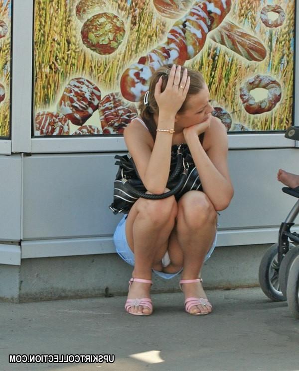 15P Killer pics with hot upskirt view uncovering green panties