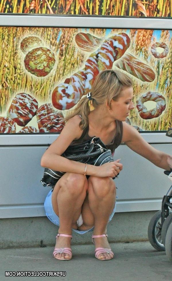 15P Killer pics with hot upskirt view uncovering green panties