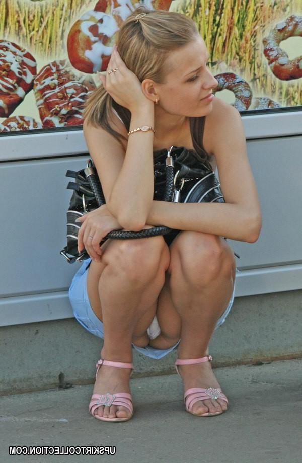 15P Killer pics with hot upskirt view uncovering green panties