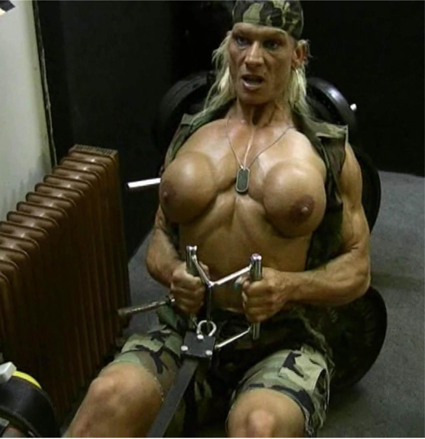 15P female bodybuilder showing off her muscles