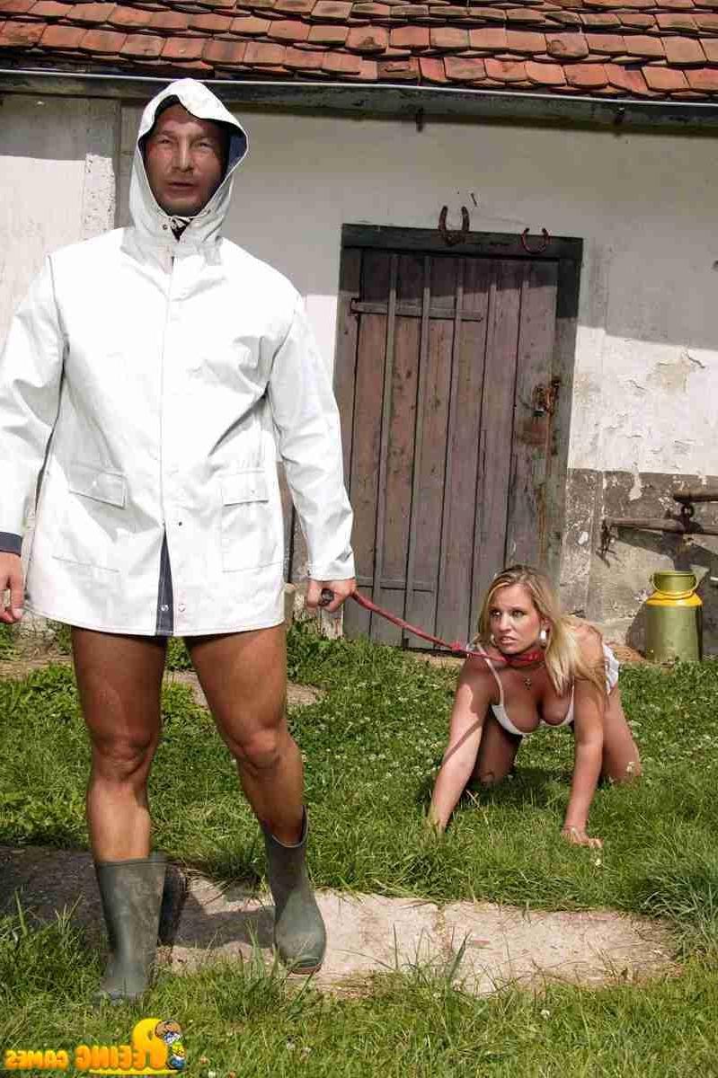 14P Slut on a leash pissed on and pissing