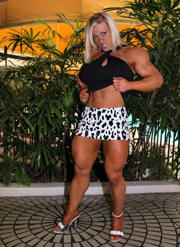 12P Beautiful blonde Female Bodybuilder with huge ripped muscles