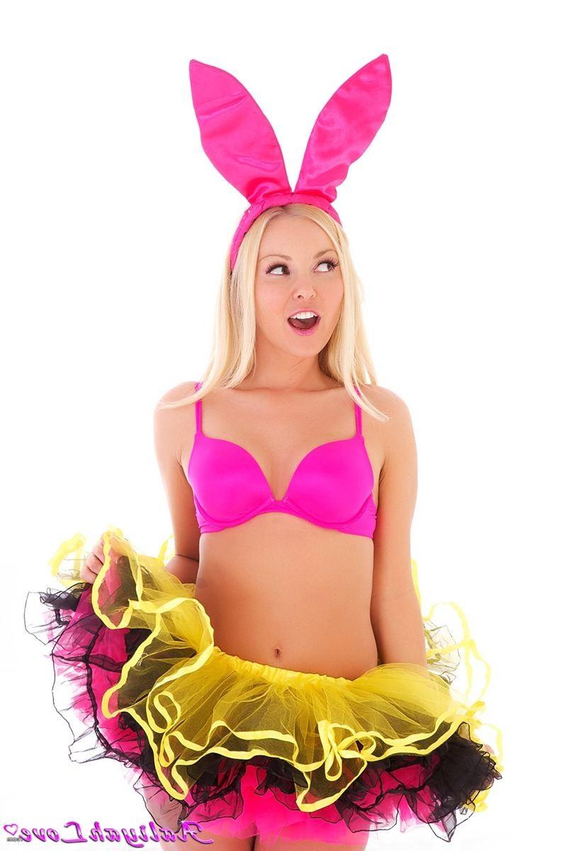 16P Aaliyah Love shakes her tail in a pink and yellow tutu