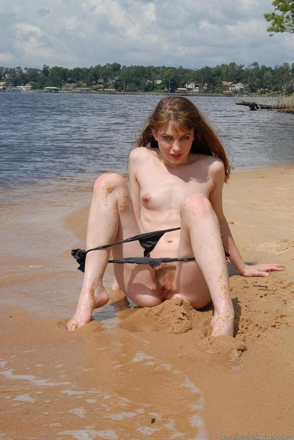 16P Hairy Blond Amateur Gets Nude Outside On The Beach