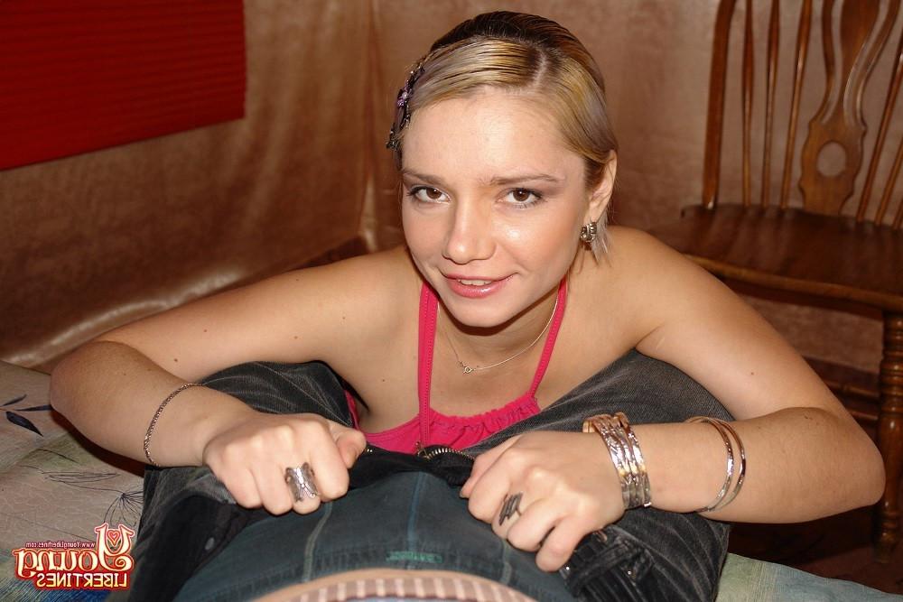16P Blonde teen splits her long legs for a fucking on the couch
