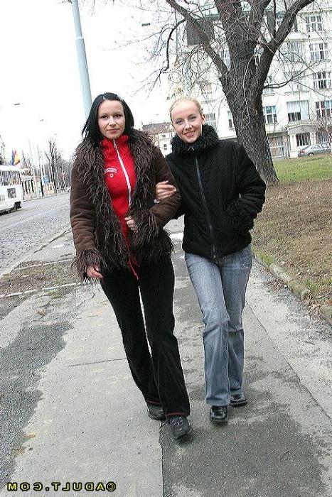 16P Cute lesbian babes going for a walk in the park
