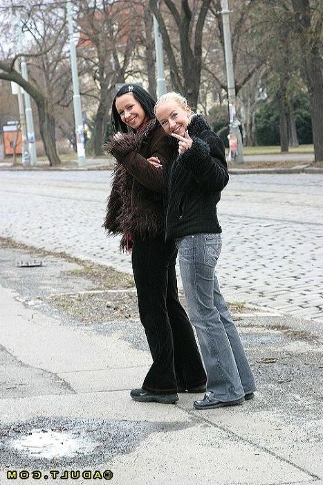 16P Cute lesbian babes going for a walk in the park