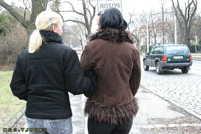 16P Cute lesbian babes going for a walk in the park
