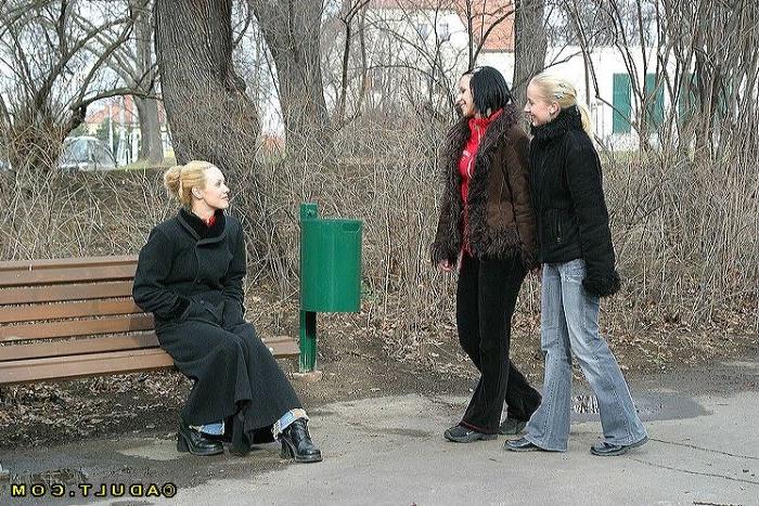 16P Cute lesbian babes going for a walk in the park