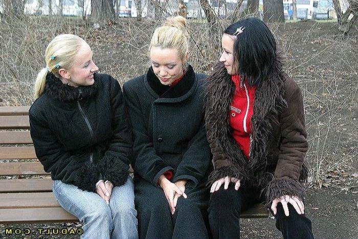 16P Cute lesbian babes going for a walk in the park