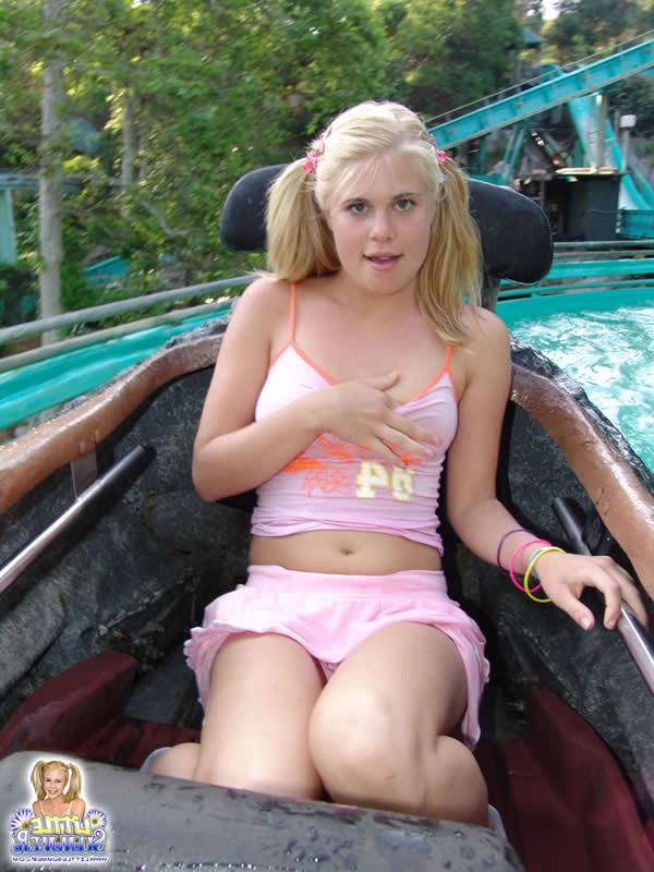 15P Blonde teen plays at the amusement park
